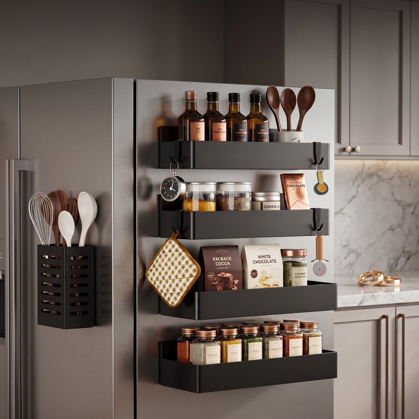 MagnoShelf Duo - סלסלות מגנטיות שמנצלות את צד המקרר והופכות בלגן לסדר