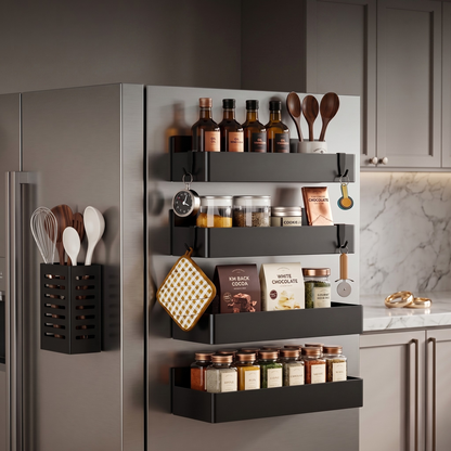 MagnoShelf Duo - סלסלות מגנטיות שמנצלות את צד המקרר והופכות בלגן לסדר