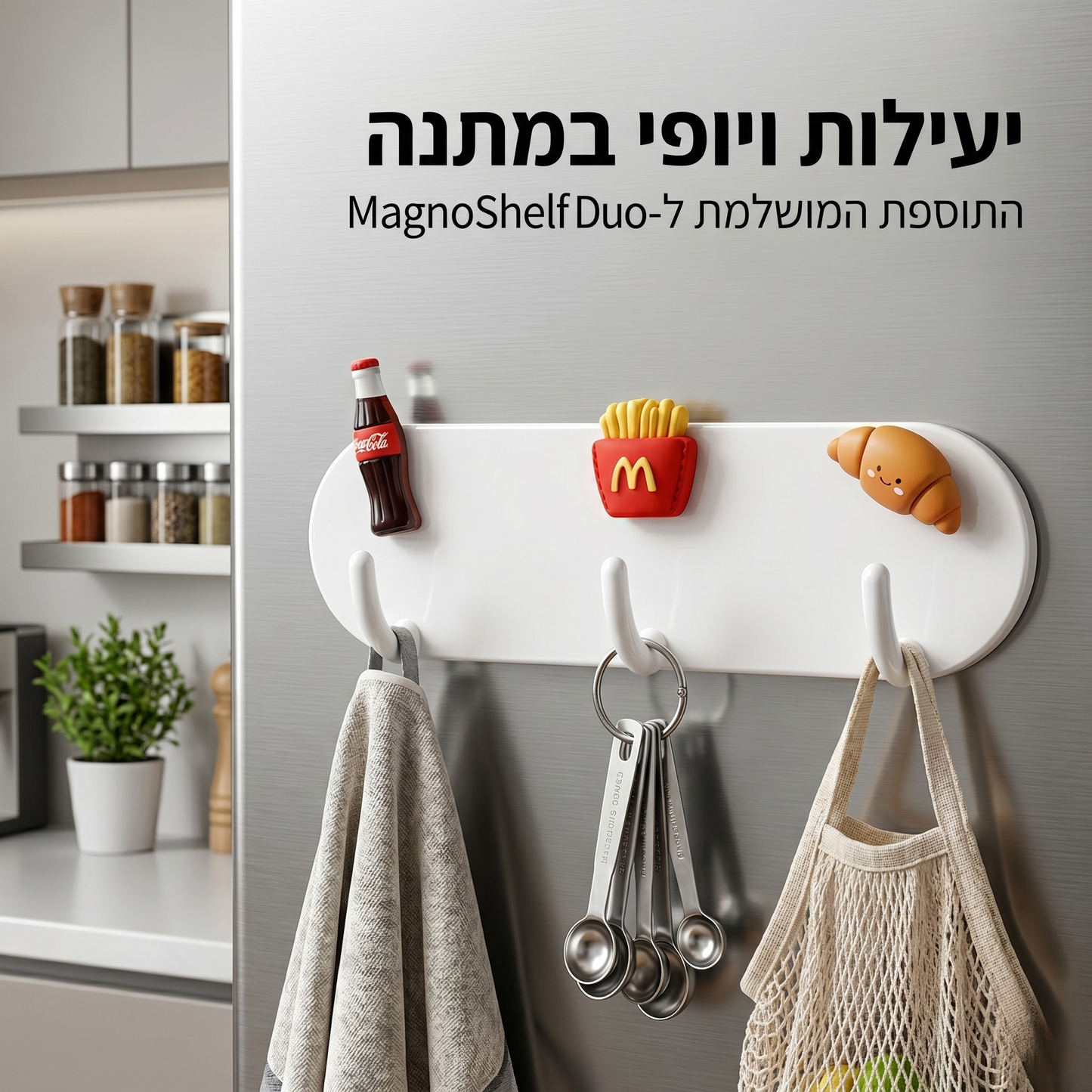 MagnoShelf Duo - סלסלות מגנטיות שמנצלות את צד המקרר והופכות בלגן לסדר